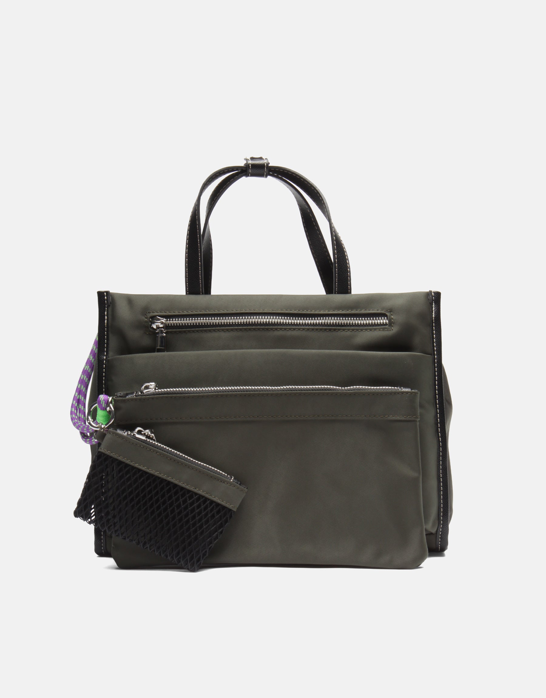 Vera Krinkle Tote İthal Kontrast Dikiş Detaylı Çok Cepli Cüzdanlı Kadın Kol Çantası
