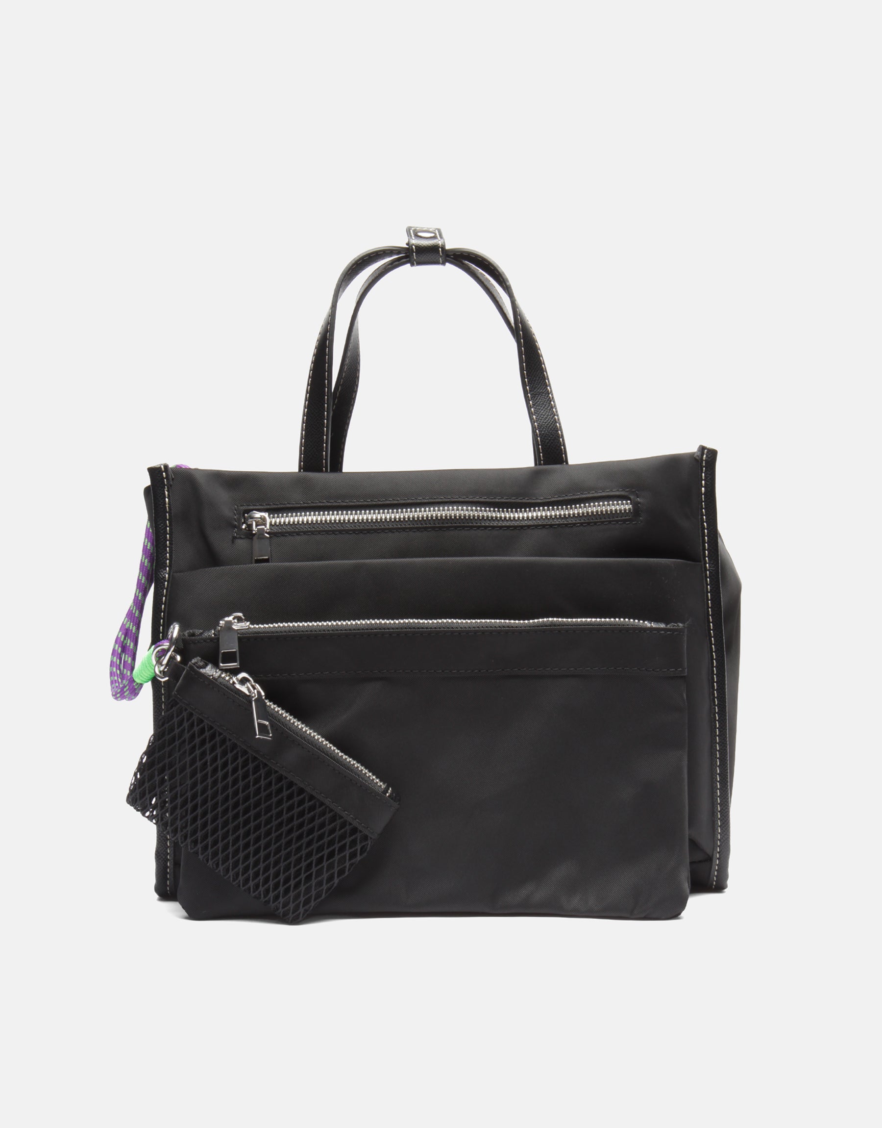 Vera Krinkle Tote İthal Kontrast Dikiş Detaylı Çok Cepli Cüzdanlı Kadın Kol Çantası