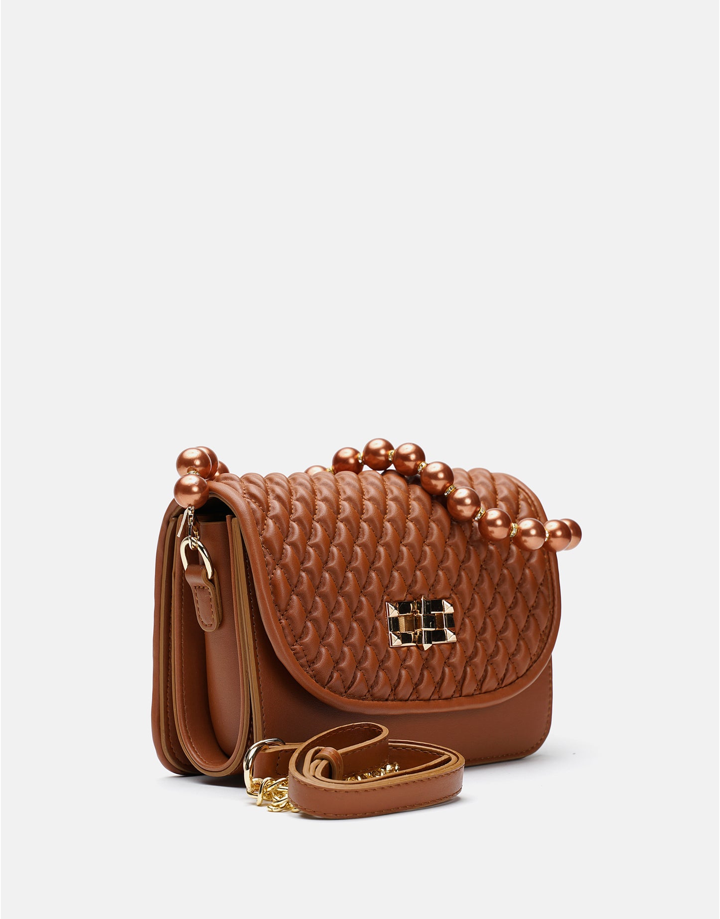 Wanda İnci Taneli Saplı Kapitone Kadın Çantası