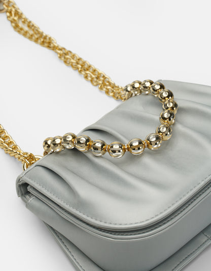 R1110 Katty Büzgülü Hatlara Sahip İnci Saplı Deri Kadın Çanta