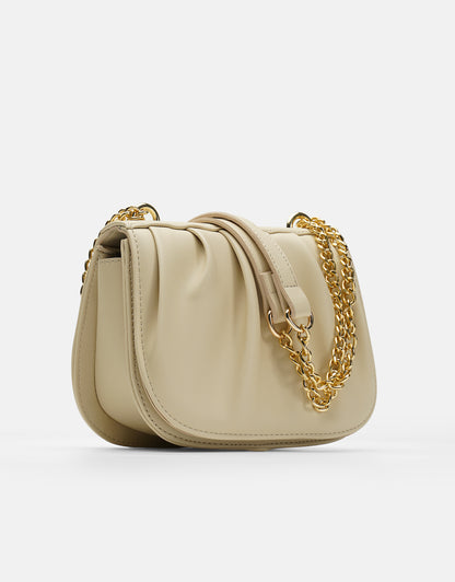 R1110 Katty Büzgülü Hatlara Sahip İnci Saplı Deri Kadın Çanta